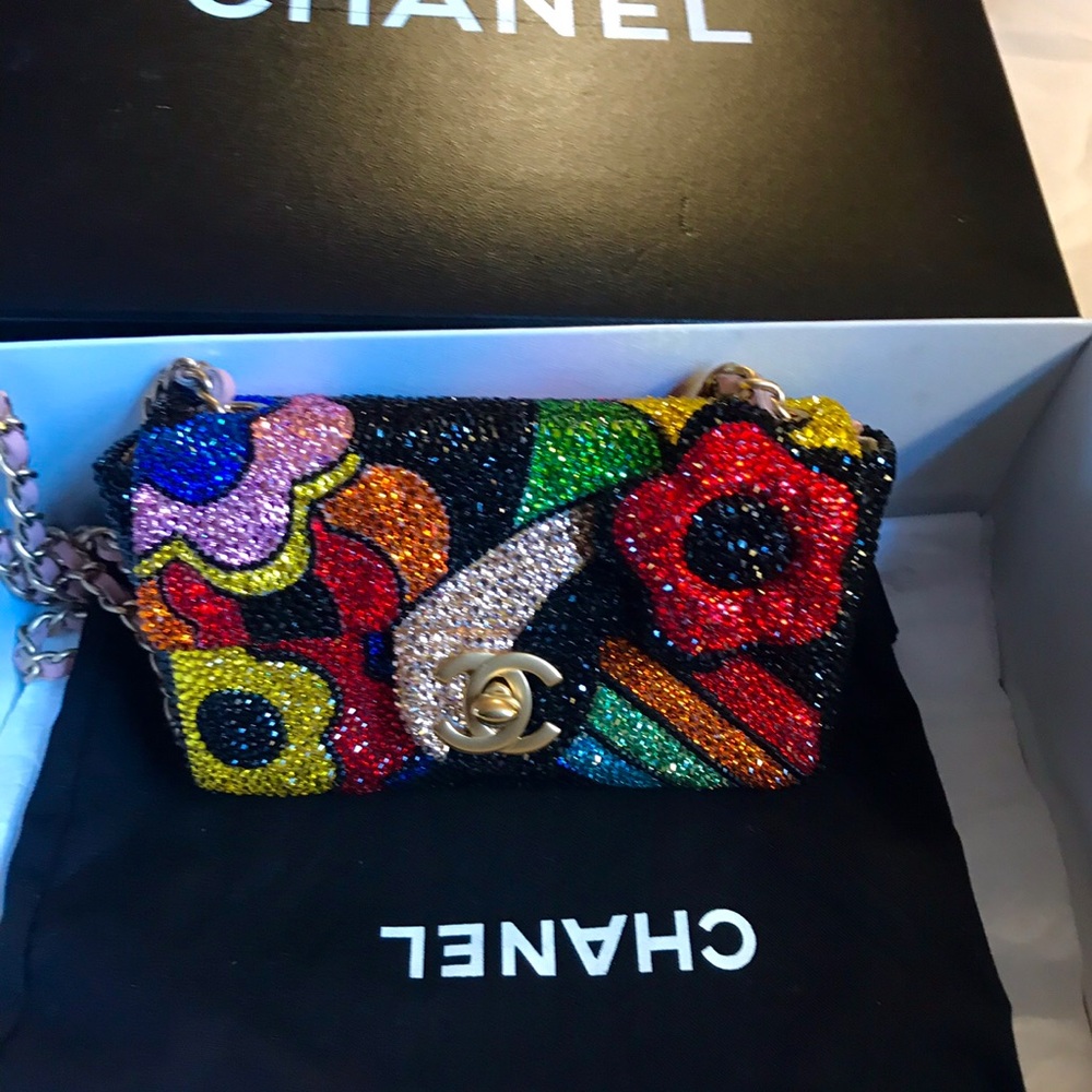 SOLD Authentic Chanel Mini Swarovski Crystal bag
